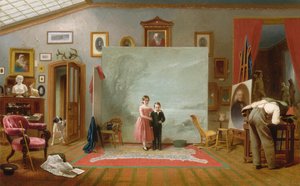 Interiér s portréty, ca. 1865.