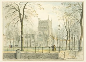 Bristolská katedrála a College Green (akvarel na papíře) od Thomas Leeson the Elder Rowbotham