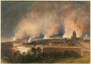 Bristol viděn z Pile Hill v noci 30. října od Thomas Leeson the Elder Rowbotham