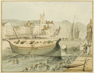 Čištění plovoucího přístavu, 1828 od Thomas Leeson the Elder Rowbotham