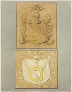 Erby na dveřích v Langton Mansion, na zadní straně (akvarel na papíře) od Thomas Leeson the Elder Rowbotham