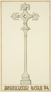 Kříž na starém náhrobku v kryptě kostela svatého Jana (akvarel na papíře) od Thomas Leeson the Elder Rowbotham