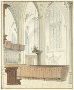 Interiér bristolské katedrály, poblíž Varhany (akvarel na papíře) od Thomas Leeson the Elder Rowbotham