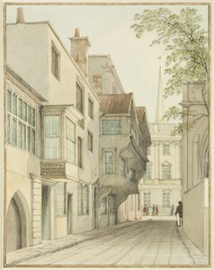 Pohled na Small Street směrem k burze (akvarel na papíře) od Thomas Leeson the Elder Rowbotham