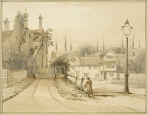 Lower College Green nebo College Square (akvarel na papíře) od Thomas Leeson the Elder Rowbotham