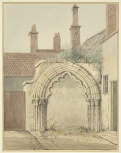 Stará brána do Prebendal House z katedrály Cloisters of Bristol (akvarel na papíře) od Thomas Leeson the Elder Rowbotham