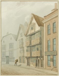 Staré domy naproti Kupecké síni (akvarel na papíře) od Thomas Leeson the Elder Rowbotham