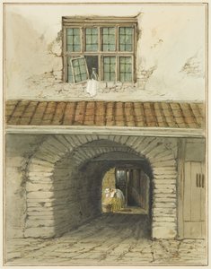 Pasážní oblouk z Marsh Street za domem (akvarel na papíře) od Thomas Leeson the Elder Rowbotham