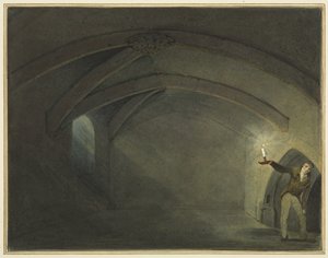Předpokládaná „Krypta kostela svatého Leonarda“ (akvarel na papíře) od Thomas Leeson the Elder Rowbotham