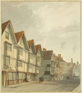 Thomas Street, ukazující „White Lion“ (akvarel na papíře) od Thomas Leeson the Elder Rowbotham