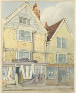 Dva staré domy na severní straně Castle Street (tužka a akvarel na papíře) od Thomas Leeson the Elder Rowbotham