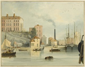 West End of Redcliffe Parade, ukazující vstupní brány do Bathurst Basin od Thomas Leeson the Elder Rowbotham