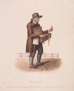 Pedlar s krabicí se zbožím zavěšenou na krku, 1820