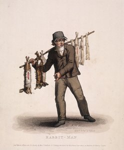 Prodavač králíků nesoucí tyč ověšenou králíky, 1820