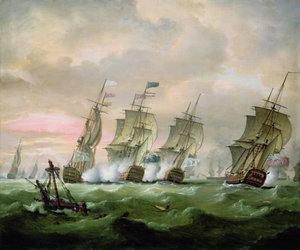 Admirál Sir Edward Hawke porazil admirála M. de Conflans v Biskajském zálivu