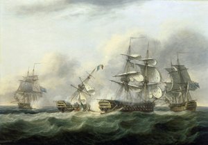 Zajetí francouzské lodi "Guillaume Tell" 31. března. od Thomas Luny