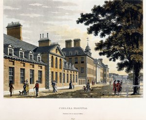 Nemocnice Chelsea, z „Malebné prohlídky měst Londýna a Westminster Illustrated“, 1792-1801