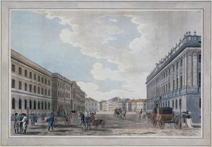 Pohled na ulici Millionnaya a Mramorový palác přes Marsovo pole, 1790 od Thomas Malton the Elder