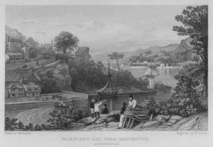 Warfleet Bay, poblíž Dartmouth, Devonshire (rytina)