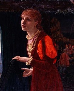 "Den se naplnil, píseň skončila", detail ženy, asi 1872 (olej na plátně) (detail 123802) od Thomas Matthews Rooke