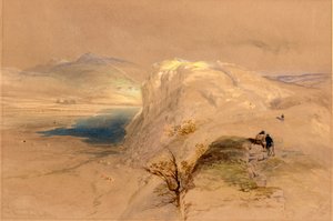 Craig Lough a římská zeď, 1839 (tužka, kvaš a čb na papíře) od Thomas Miles Richardson