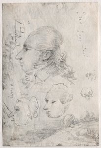 Studie hlav verso, c. 20. léta 19. století.