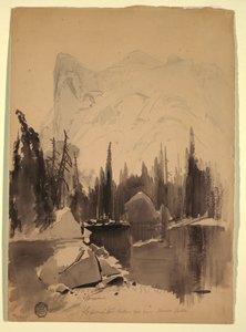 Kresba, Zrcadlové jezero, Yosemity, 1872 od Thomas Moran