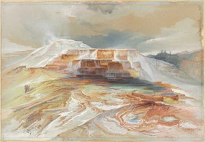 Horké prameny řeky Gardiner, Yellowstone od Thomas Moran