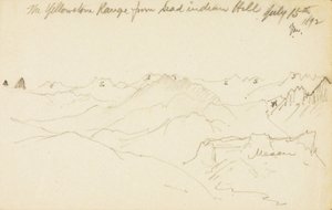 Yellowstonské pohoří z Mrtvého indiánského vrchu od Thomas Moran