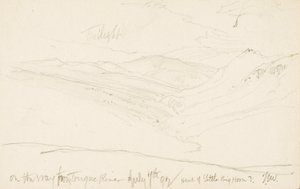 Soumrak na cestě od řeky Tongue (Head of Little Big Horn) od Thomas Moran