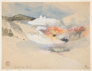 Yellowstone, horké prameny od Thomas Moran