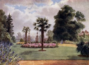 Kew Gardens: Palmy a hlavní brána (barevná lito) od Thomas Mower Martin