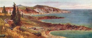 Severní pobřeží, jezero Superior (barevná litografie)