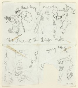 List s náčrtky: list s náčrtky (verso): Moc katolických kněží (recto); list s náčrtky (verso) od Thomas Nast