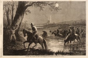 Povstalecká armáda překračuje brody Potomacu, aby mohla vtrhnout do Marylandu, z Harper