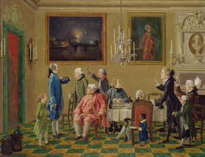Britští gentlemani v domě sira Horace Manna ve Florencii, asi 1763-65