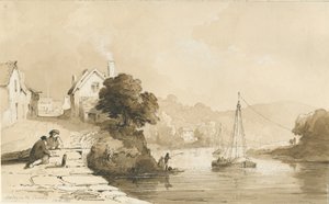 Arley - River Severn: sépiová kresba, 8. září 1837 od Thomas Peploe Wood