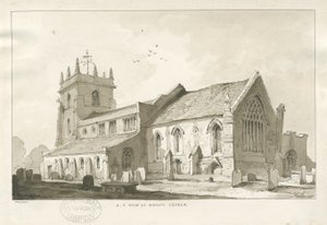 Audley Church: sépiová kresba od Thomas Peploe Wood