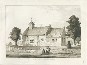 Blurton Church: sépiová kresba od Thomas Peploe Wood