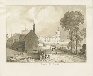 Brierley Hill Chapel: sépiová kresba, 1837 od Thomas Peploe Wood