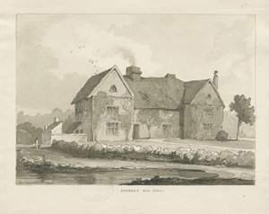 Charnes Hall: sépiová kresba od Thomas Peploe Wood