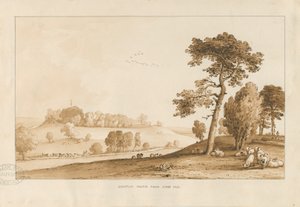 Chartley Castle: sépie lavírovaná kresba, 1837