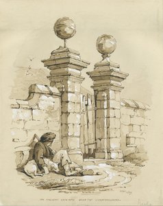 Colwich - Ancient Gateway at Bank Top: sépie kresba od Thomas Peploe Wood