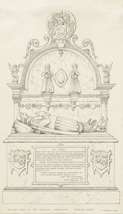 Colwich - Wolseley Monument: kresba perem od Thomas Peploe Wood