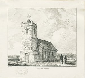 Dunston Church: kresba perem od Thomas Peploe Wood
