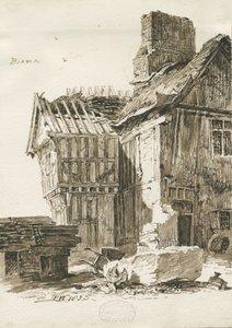 Eccleshall - Biana Hall: sépiová kresba perem, 1835 od Thomas Peploe Wood