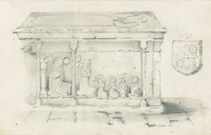 Eccleshall Church – Hrobka biskupa Benthama: kresba tužkou, nd [1817-1845] od Thomas Peploe Wood