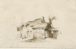 Fradswell - Cottage on Heath: kresba tužkou a lavírováním od Thomas Peploe Wood
