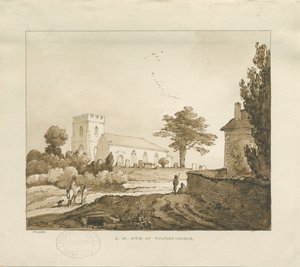 Fulford Church: sépiová kresba od Thomas Peploe Wood