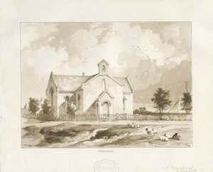 Gentleshaw Church: sépiová kresba od Thomas Peploe Wood